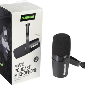 Shure MV7X XLR Podcast Microphone – Pro Quality Dynamic Mic for Podcasting & Vocal Recording, Voice-Isolating Technology, All Metal Construction, Mic Stand Compatible, Optimized Frequency – Black