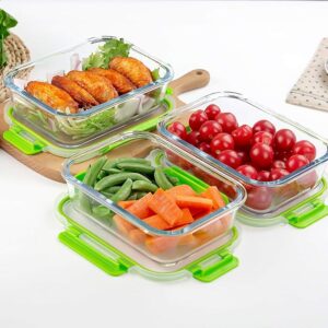 C CREST Glass Containers for Food Storage with Lids, [10-Pack] Meal Prep Containers for Kitchen, Home Use, BPA Free