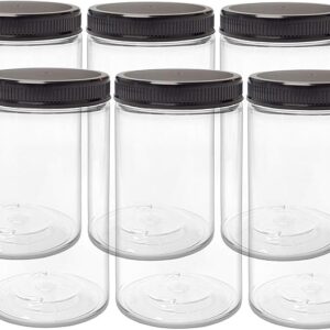 ljdeals 32 oz Clear Plastic Jars with Lids, Storage Containers, Wide Mouth PET Mason Jars, Pack of 6, BPA Free, Food Safe, Made in USA (Copy)