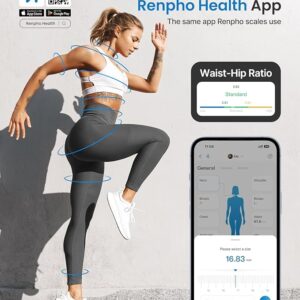 RENPHO Body Measuring Tape, Smart Tape Measure for Weight Loss, Bluetooth Tape with App, Retractable Tape for Measuring Waist, Hip, Bust, Arms, Muscle Gain, Fitness Equipment, 60in /150cm, White